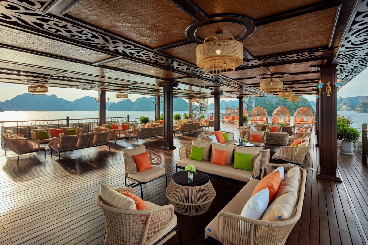 Sky Lounge - Exclusive Luxury: The Only Covered Sundeck on Ha Long Bay | Indochina Sails ® Official 